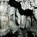 The Snapshot of the naturally formed stalactites in one of the caves in Cherrapunji