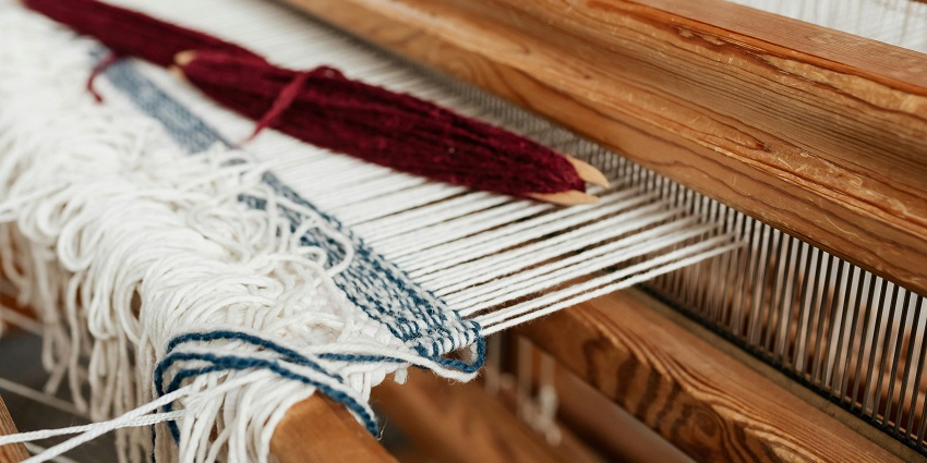 Close-up of a handloom, highlighting traditional weaving techniques in Chirala.