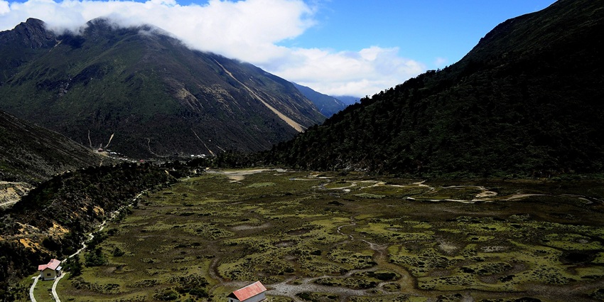 A mesmerising view of the Chopta Valley, one of the attractions near Lachen Monastery.