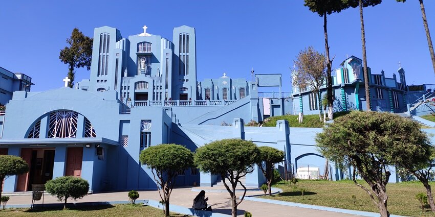 A beautiful view of the Mary Help of Christians Cathedral in Shillong, Meghalaya.