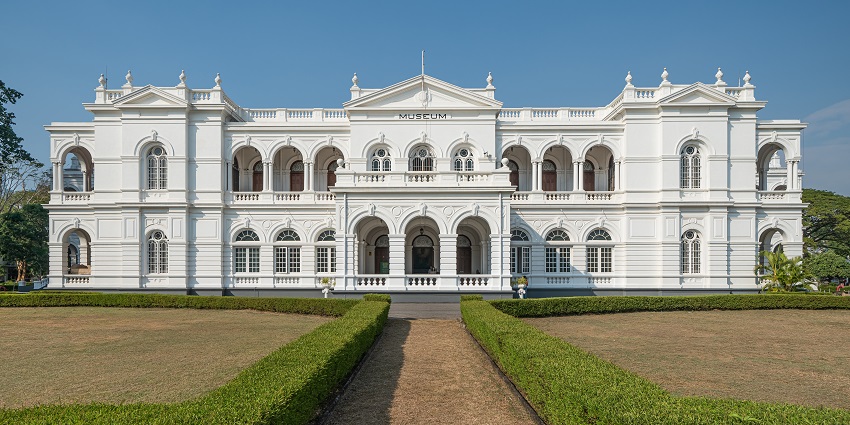 A front view of the splendid Colombo National Museum, a tourist attraction in Colombo.