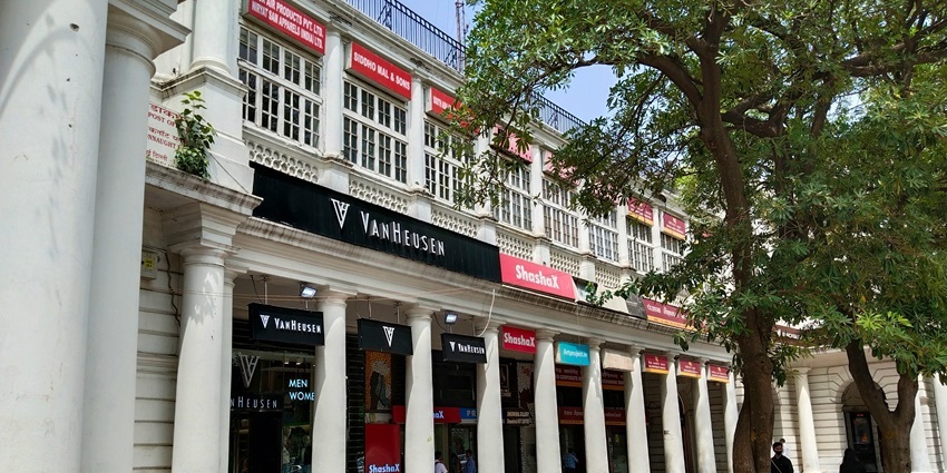 View of the halls of Connaught Place, a hub nearby for shopping lovers