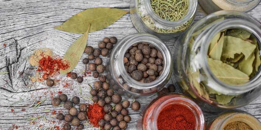 Snapshot of the spices and jar placed in the kitchen for the cooking classes and lessons