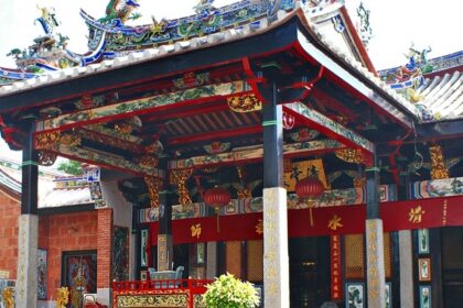 A front view of the Chinese temple located in Bayan Lepas, close to the George Town.