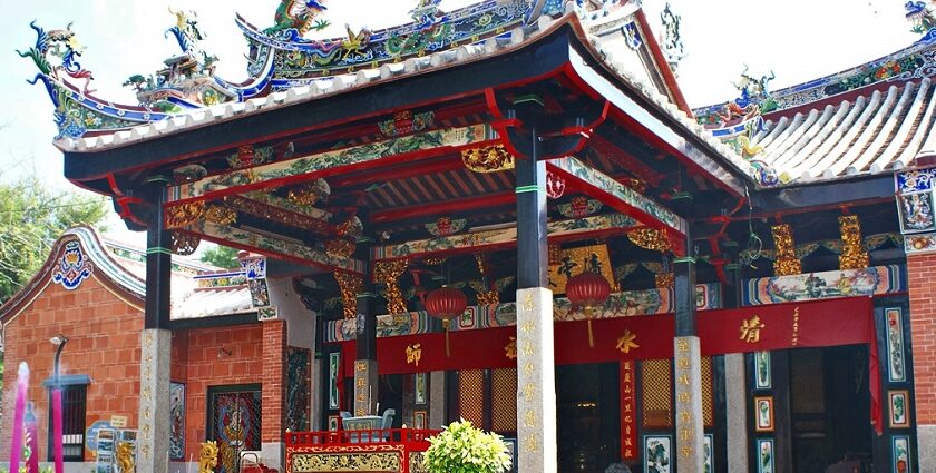 A front view of the Chinese temple located in Bayan Lepas, close to the George Town.