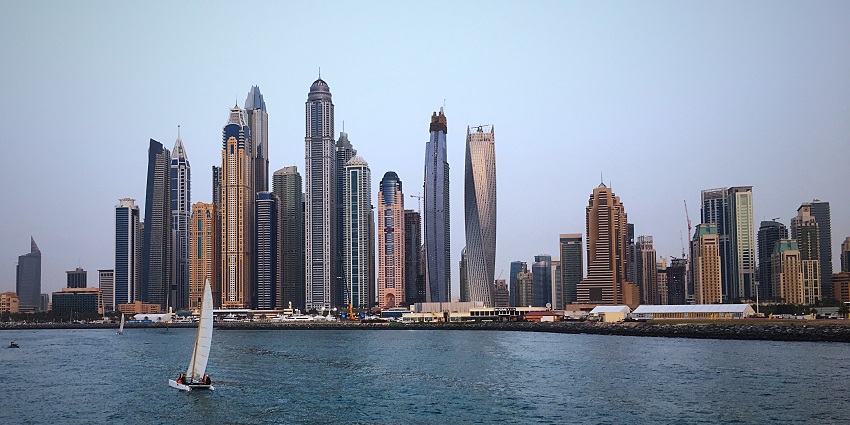 Scenic view of Dubai Marina from Yatch perfect spot for new year celebration in Dubai