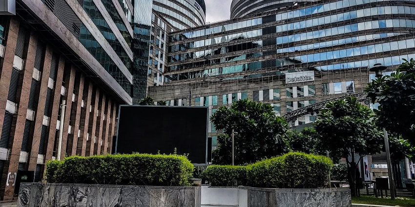 Explore the iconic buildings and lively cafes at the Cyber Hub - places to visit in Gurgaon.