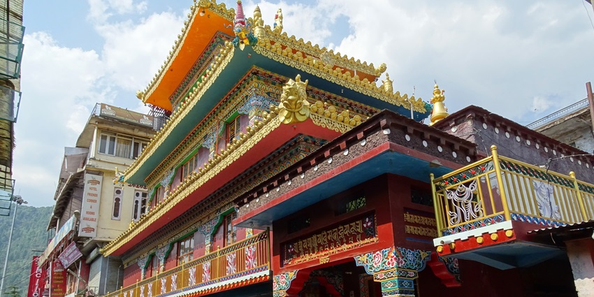 A view of the Dalai Lama Temple, one of the top places to visit in Dharamshala in May.