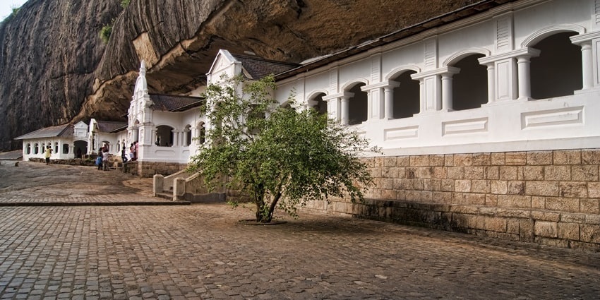 An image of Dambulla Cave Temple, a scared pilgrimage site for over 22 centuries.