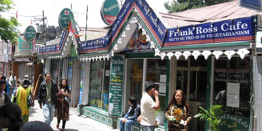A restaurant on a street in Darjeeling