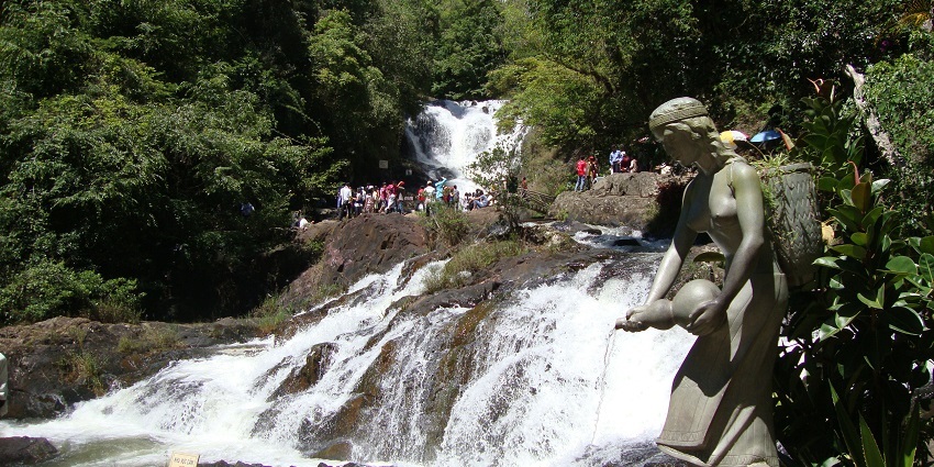An image of the majestic Datanla Waterfall Tourist Area located in Da Lat City, Vietnam.