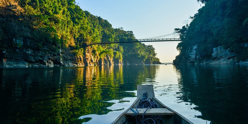 Dawki river near the Krang Suri waterfalls is a attraction for tourists to enjoy boating