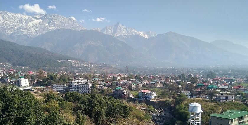 The vast city of Dharamshala clicked from an aerial perspective showing the mountains in background