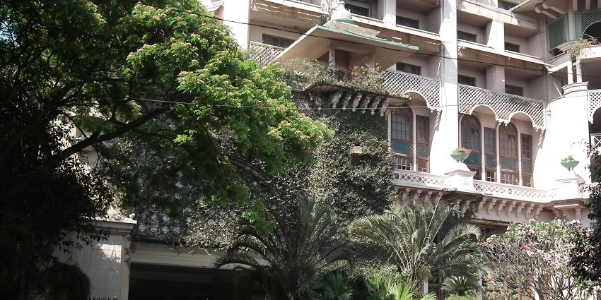 Image from of the front entrance of the the leela—which is one of the best places to dine
