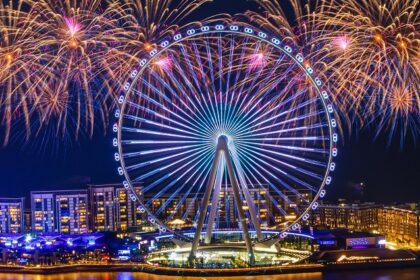 Beautiful snapshot of the fireworks at the Dubai New Year celebration party in UAE