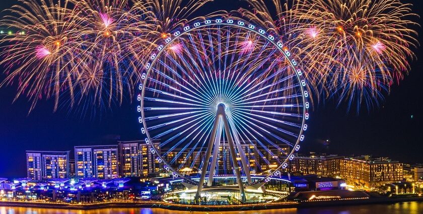 Beautiful snapshot of the fireworks at the Dubai New Year celebration party in UAE