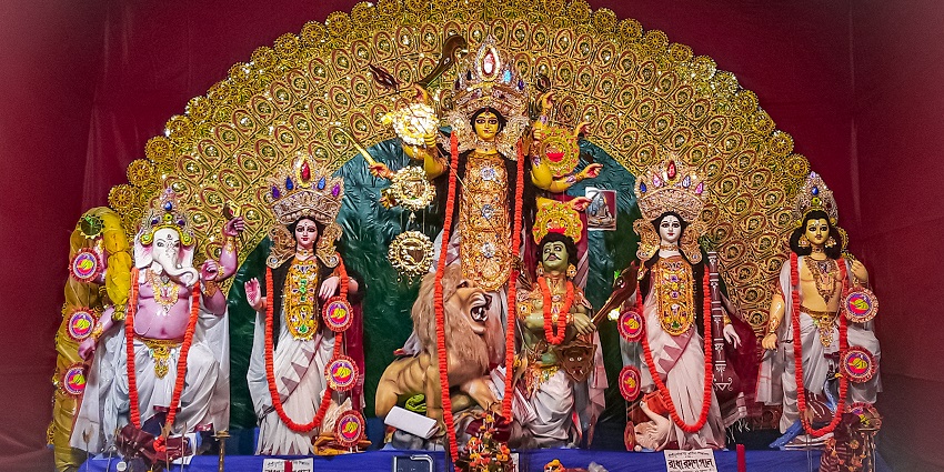 Image of Maa Durga, during early celebration in summer festivals in West Bengal.