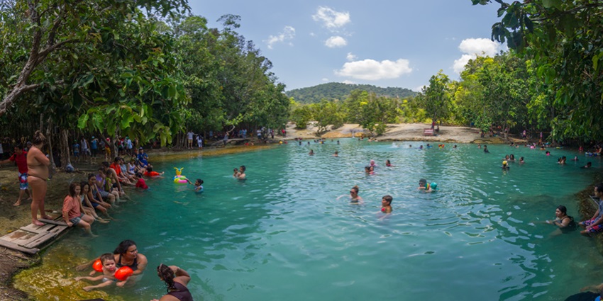 Panoramic view of the beautiful Emerald blue Pool—Places to visit in Krabi, Thailand