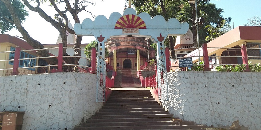 Entrance of Navagraha Temple featuring traditional architecture - places to visit in Guwahati with family.
