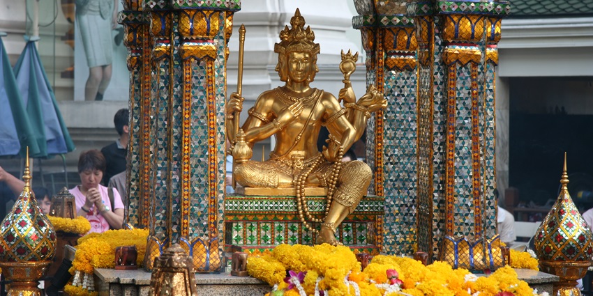 An inside view of the Erawan Shrine, a spiritual attraction near Museum Siam.