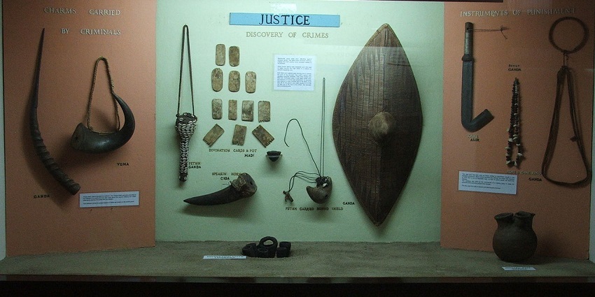 An inside view of Ethnography Gallery in Tripura State Museum in Agartala, Tripura.