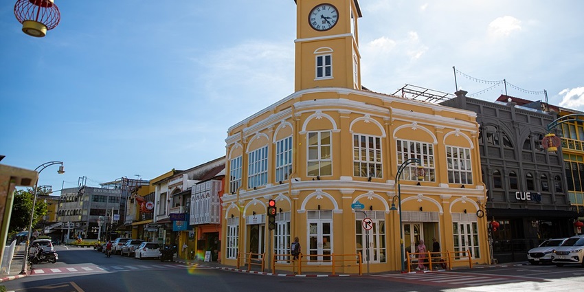 Vibrant streets of Old Phuket Town with Sino-Portuguese buildings and lively local markets.