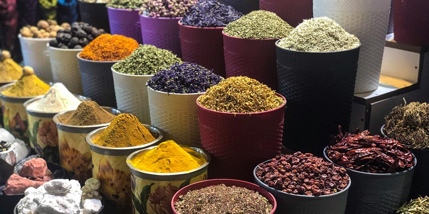 A variety of spices on display at a shop, exploring this market is one of the fun things to do in Chandni chowk