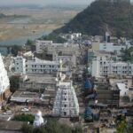 A bird-eye view of the temple in Andhra Pradesh that is visited by a lot of pilgrims.