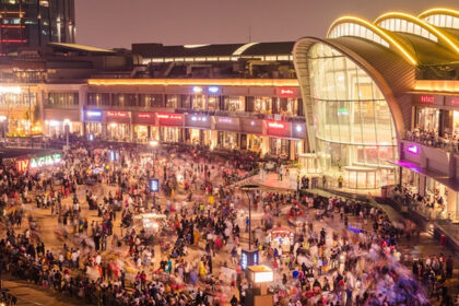 Beautiful view of the festival carnival at the festival at bay mall in Dubai, UAE