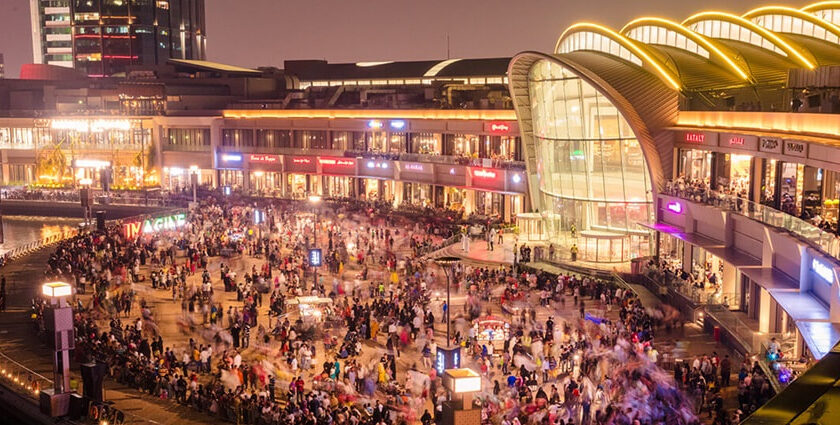 Beautiful view of the festival carnival at the festival at bay mall in Dubai, UAE