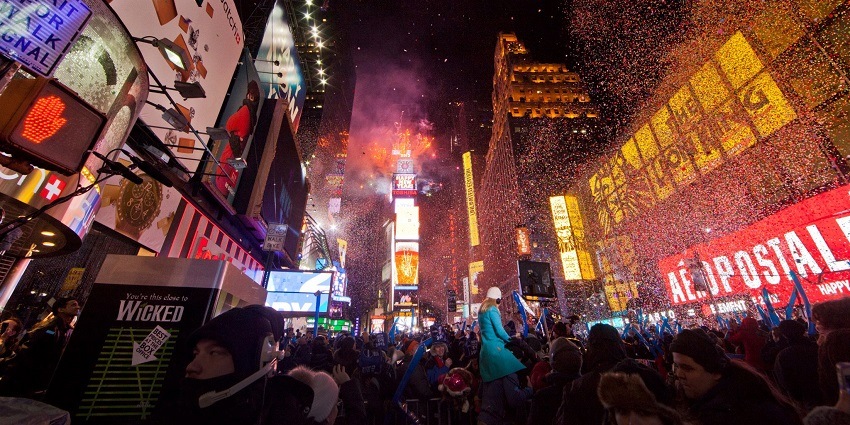 Beautiful panoramic snapshot of the city celebrating New Year’s Eve