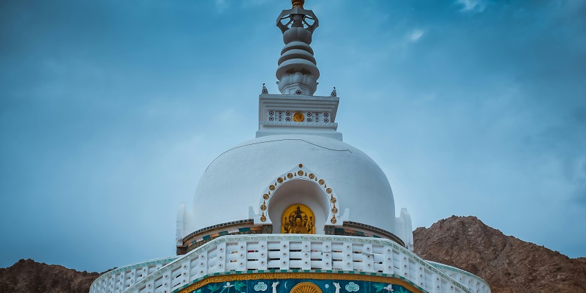 A glimpse of the pristine white Gandhola Monastery, a tourist destination in Spiti.