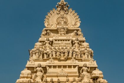 Snapshot of the beautiful Gopuram of temple in the beautiful holy city of the Tirupati