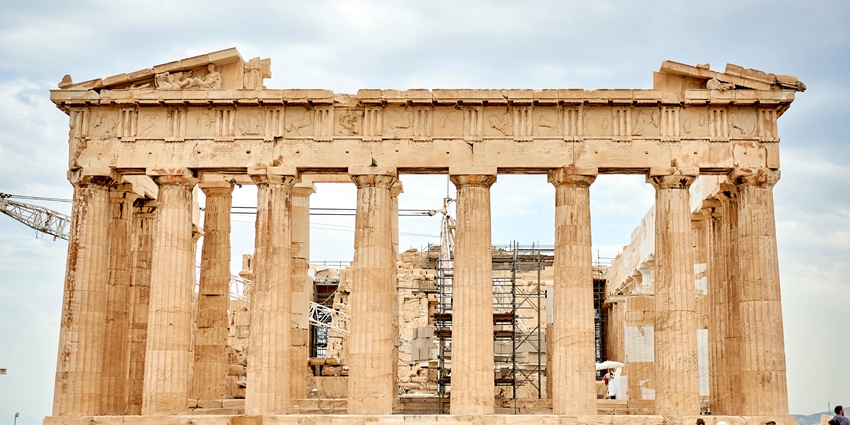 A mesmerising daytime view of ancient Greek ruins in Greece for travellers to explore.