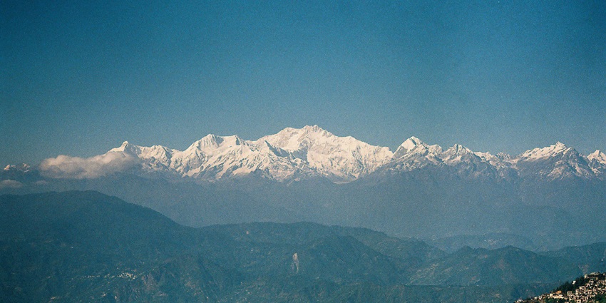 A beautiful snowcap mountain range in the Himalayas