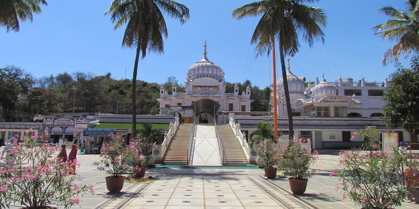 Grand entrance of the gurdwara, which displays the artefacts and paintings of the Sikh history