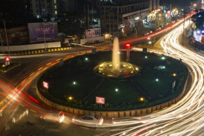 Cityscape at night with sparkling lights - places to visit in Guwahati at night.