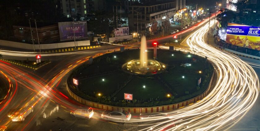 Cityscape at night with sparkling lights - places to visit in Guwahati at night.