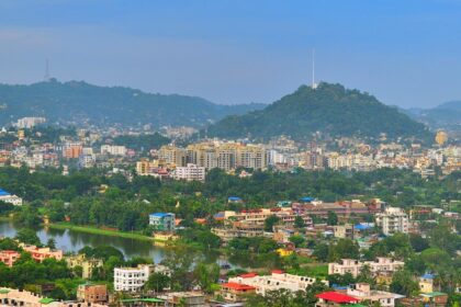 Guwahati City with its bustling streets, buildings - best places to visit in Guwahati.