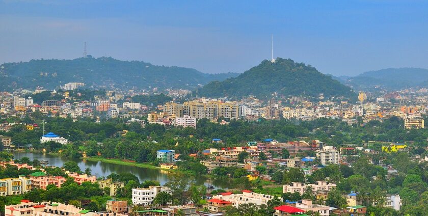 Guwahati City with its bustling streets, buildings - best places to visit in Guwahati.