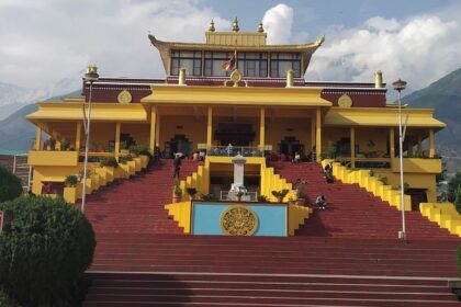 View of the Gyuto Tantric Monastery Temple located in the lap of the Himalayan Ranges.