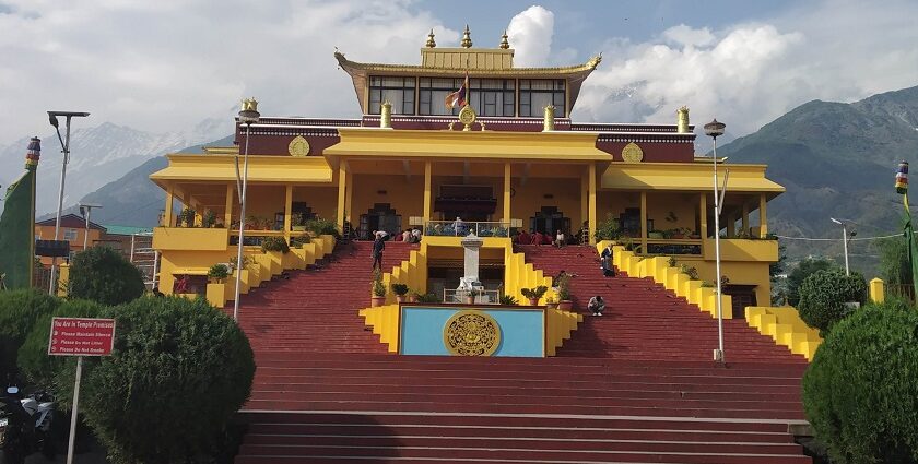 View of the Gyuto Tantric Monastery Temple located in the lap of the Himalayan Ranges.