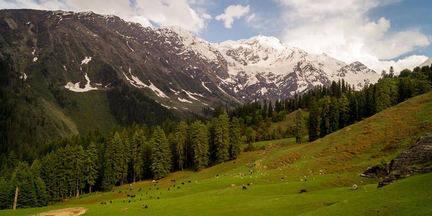 One of the most beautiful places to visit in Kullu having green surroundings and snow hills