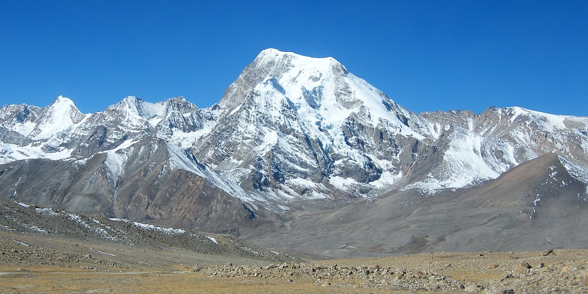 Himalayan cold desert in Sikkim, barren landscapes with stunning mountain backdrops.