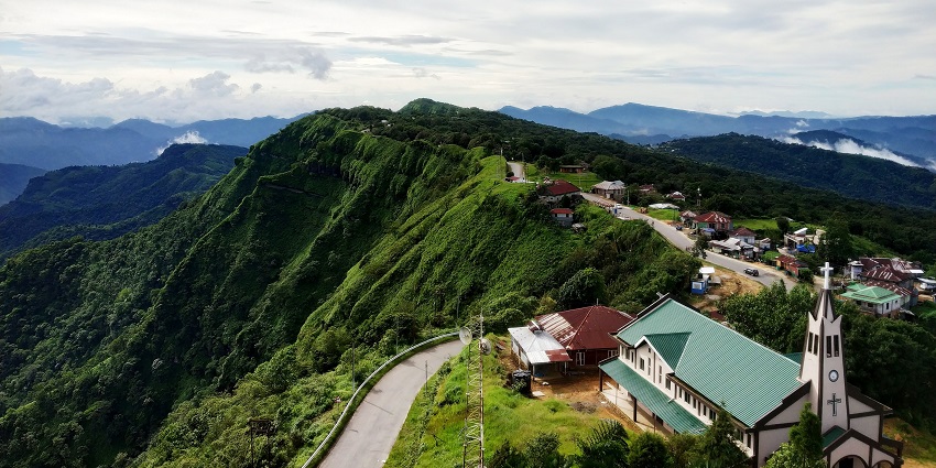 A captivating view of Hmuifang Tlang, a famous hill station in the state of Mizoram.
