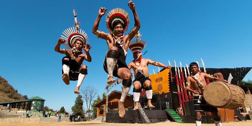 Zeliang Nagas performing at the hornbill festival venue in Kisama heritage village.