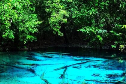 Beautiful snap of the natural hot spring in the town of Karbi in Thailand