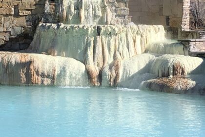 Beautiful snapshot of the natural hot spring in the hills of Himalaya in Himachal