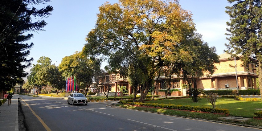 The Snapshot of a beautiful street and the hotel across the road—New Year in Nepal