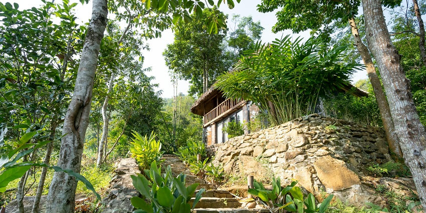 Beautiful snap of an idyllic hotel in forest near the Singphan Wildlife Sanctuary